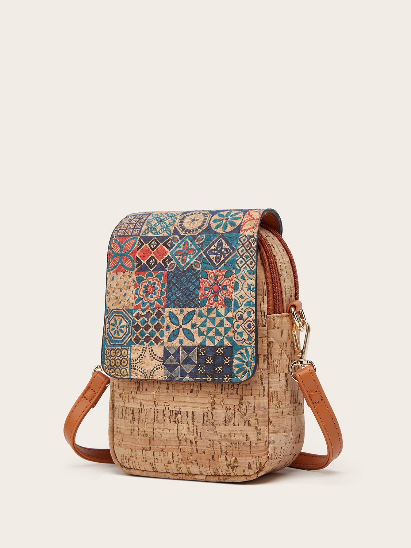 Fashionable retro bark pattern multi-element mobile phone bag