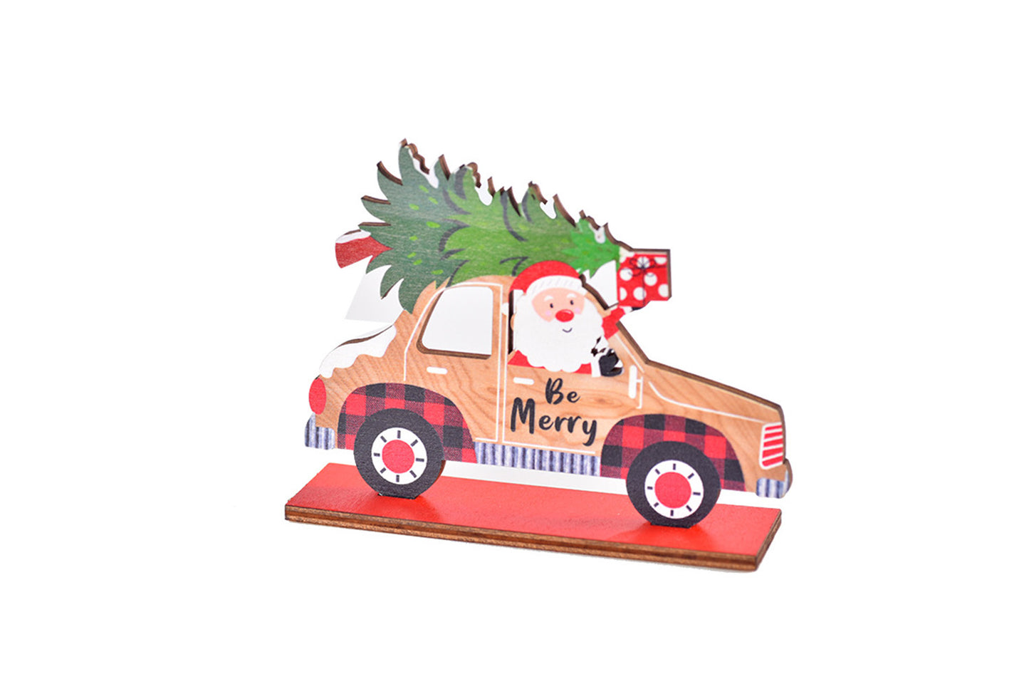 **New Christmas Wooden Assembled Ornaments - Painted Santa Claus, Car, and Plane Series**