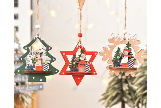 *Christmas Wooden 3D Ornament - Santa Claus, Snowman, and Deer Ornament*