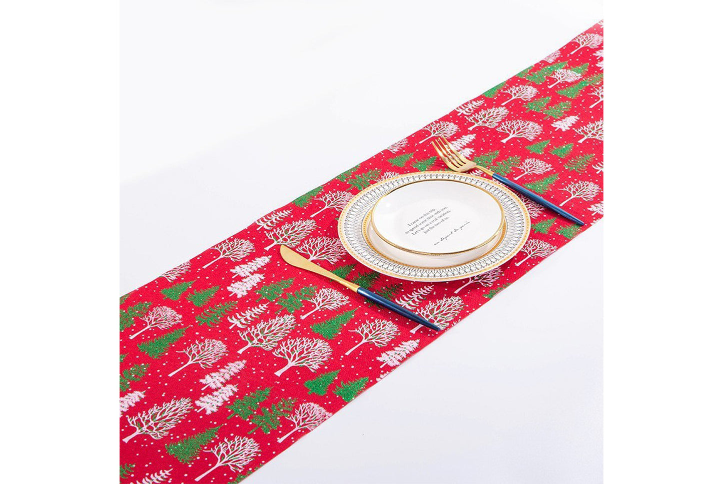 Christmas Gold-stamped Fine Linen Table Runner