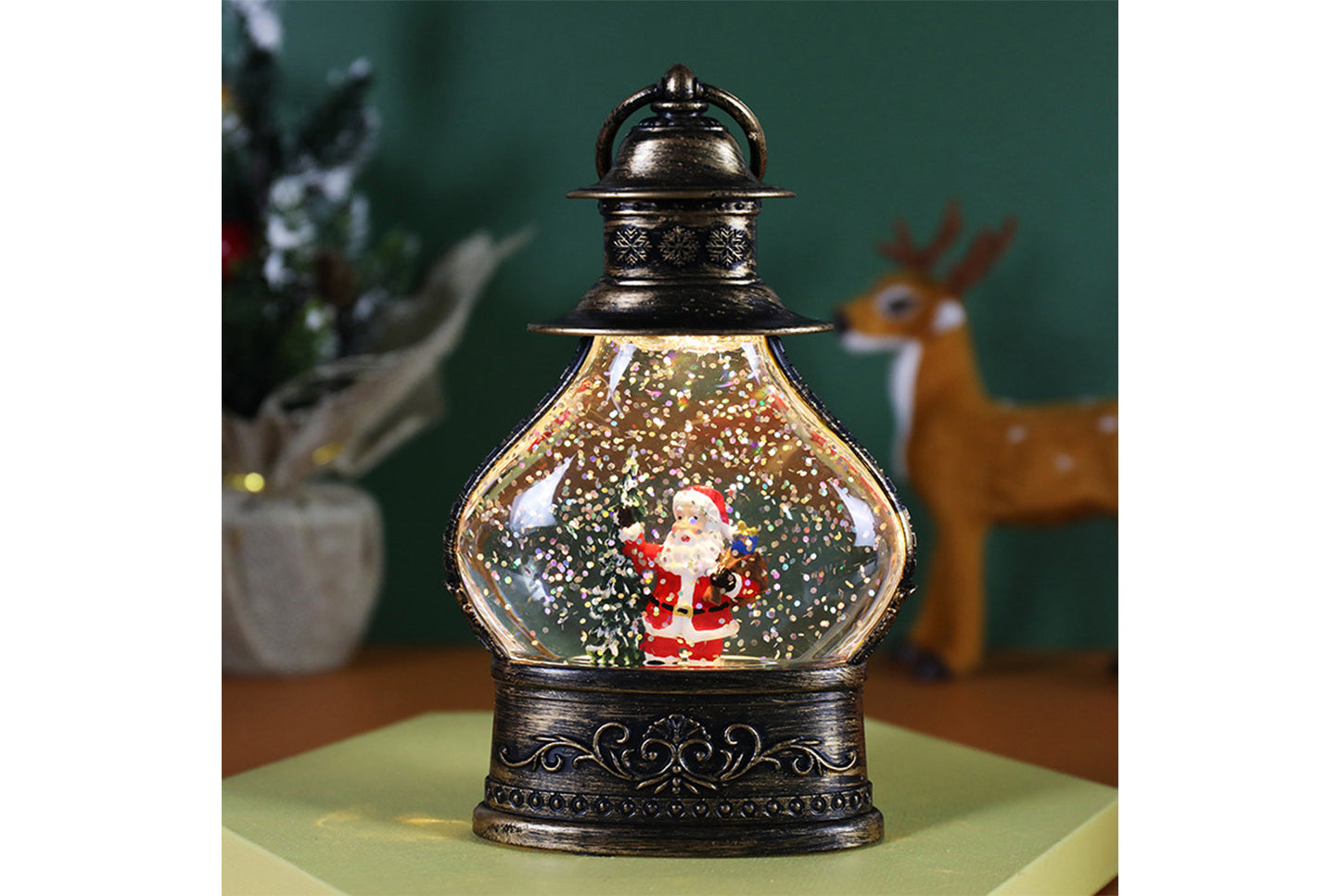 Christmas Snowflake Crystal Ball Night Light - Santa Claus Tree Fun Ornament*