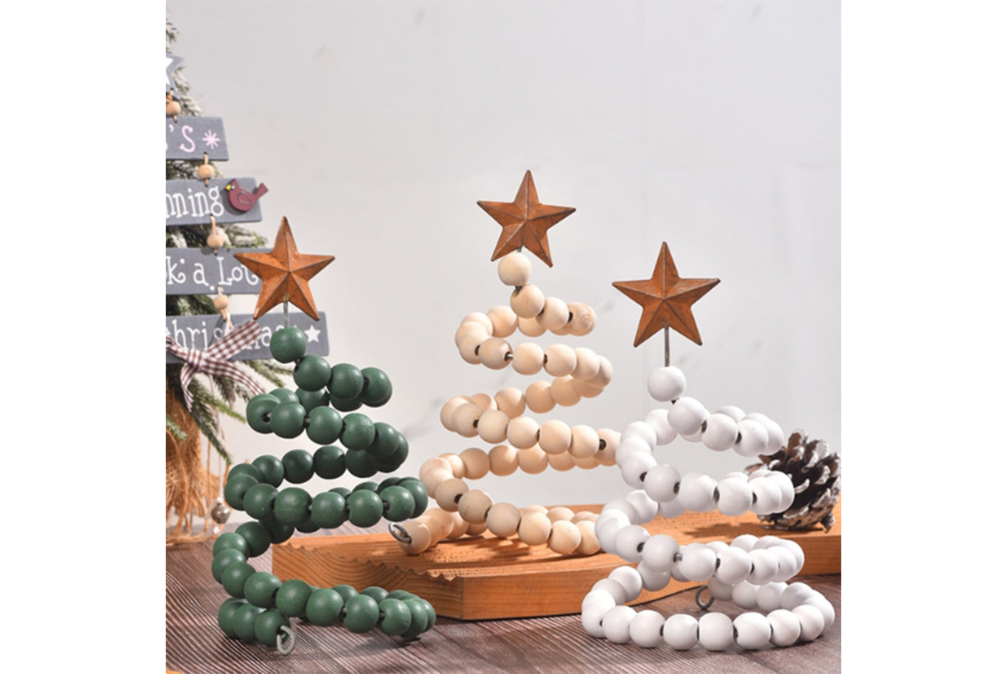 **Christmas Beaded Tree Ornament - Holiday Decoration**