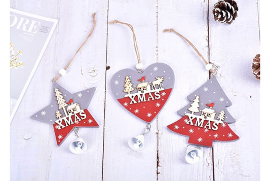 **Wooden Christmas Ornament Set - Classic Holiday Decoration**