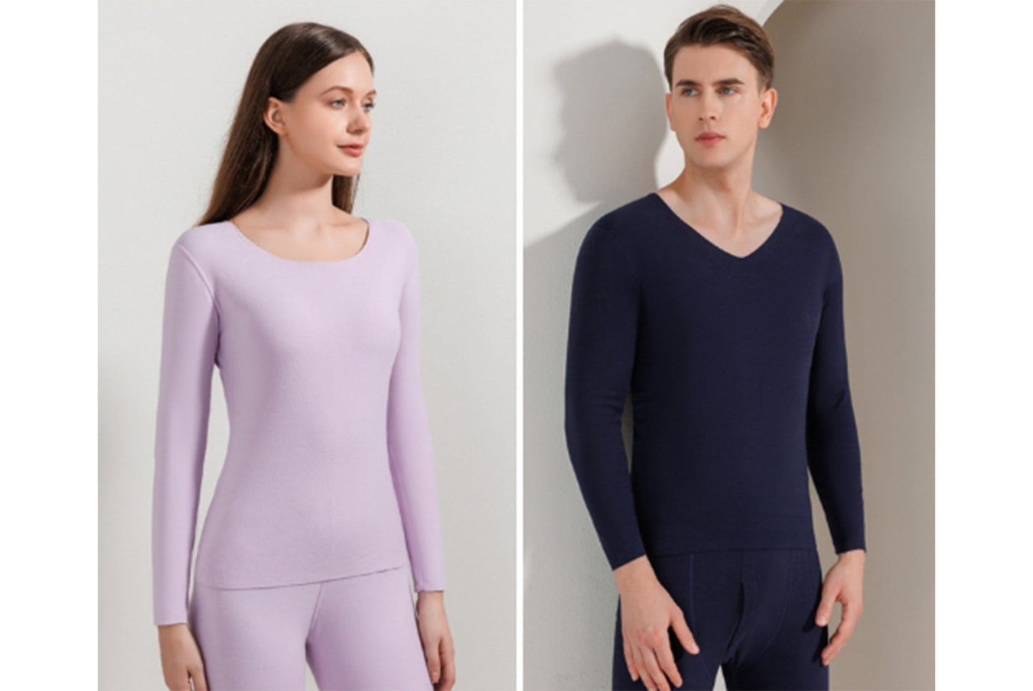 **Couple's Double-Sided Brushed Seamless Thermal Underwear Set**