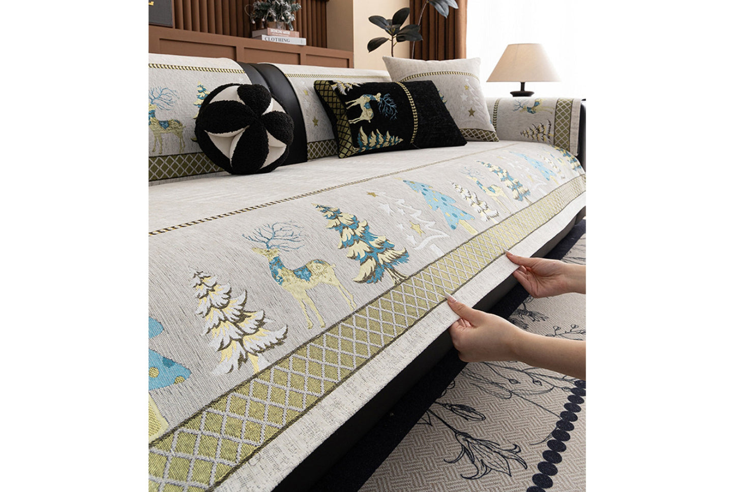 **Autumn/Winter Chenille Anti-Slip Sofa Cushion (Full Cover Sofa Cover)**