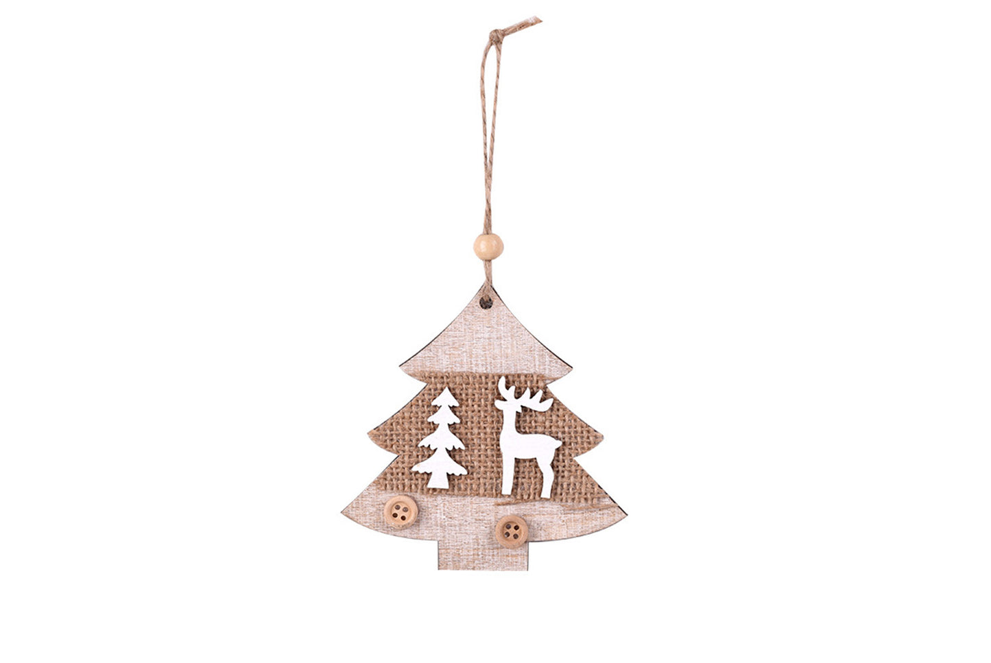 **Wooden Christmas Tree Ornament Set - Classic Holiday Decoration**