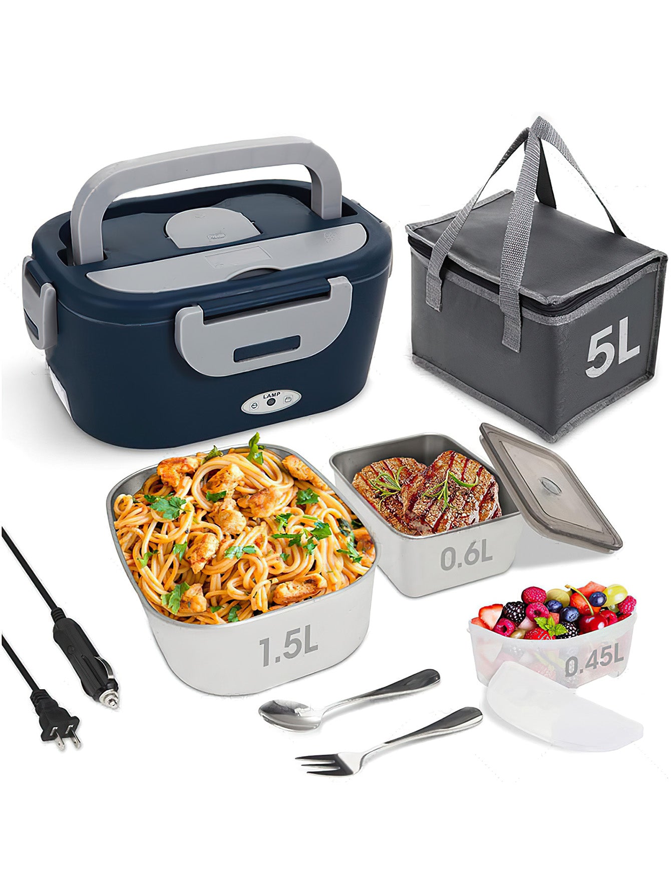 1.5L 304 Stainless Steel Lunch Box: Portable Food Warmer for Car & Dorm Use