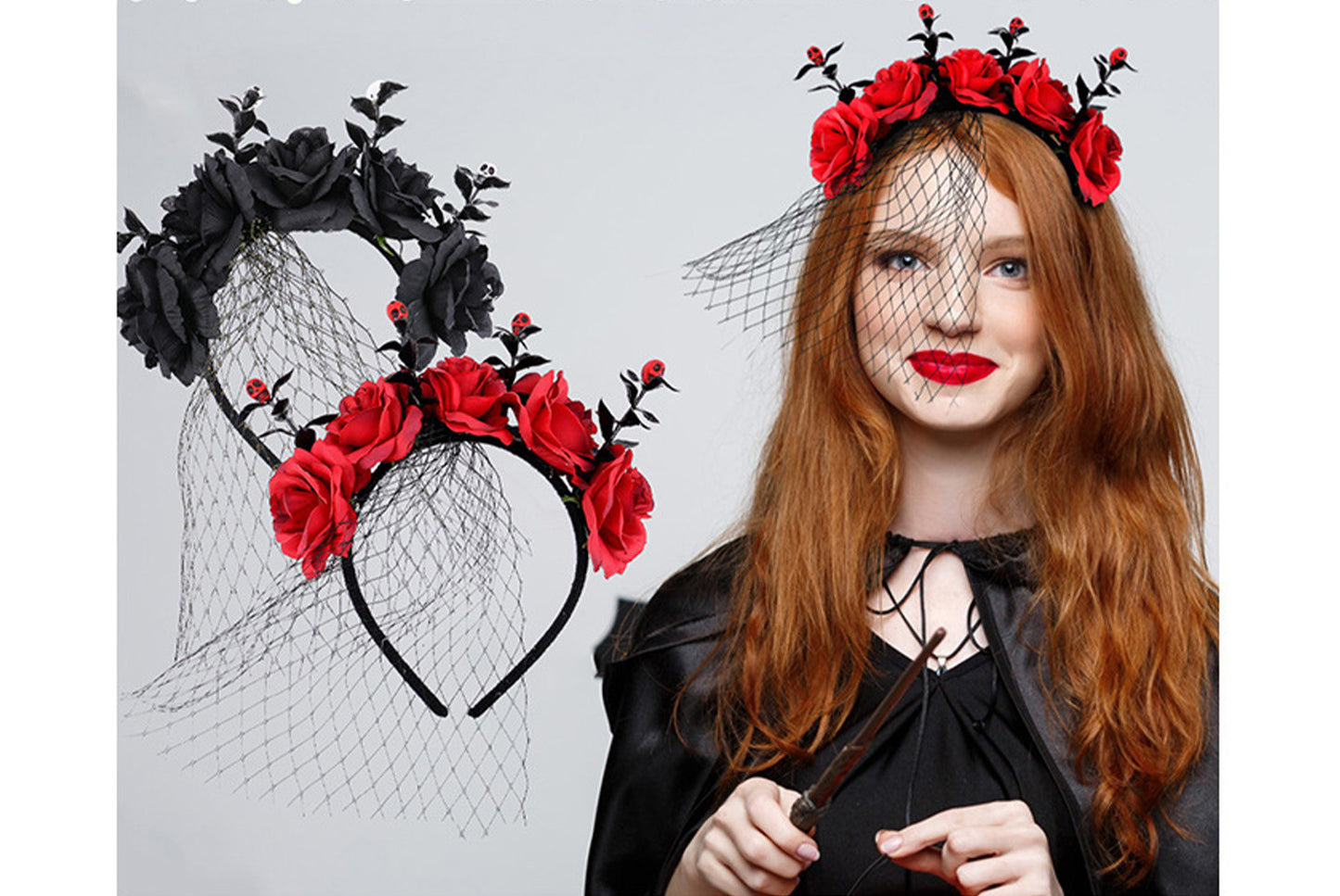 Halloween Mesh Rose Headband
