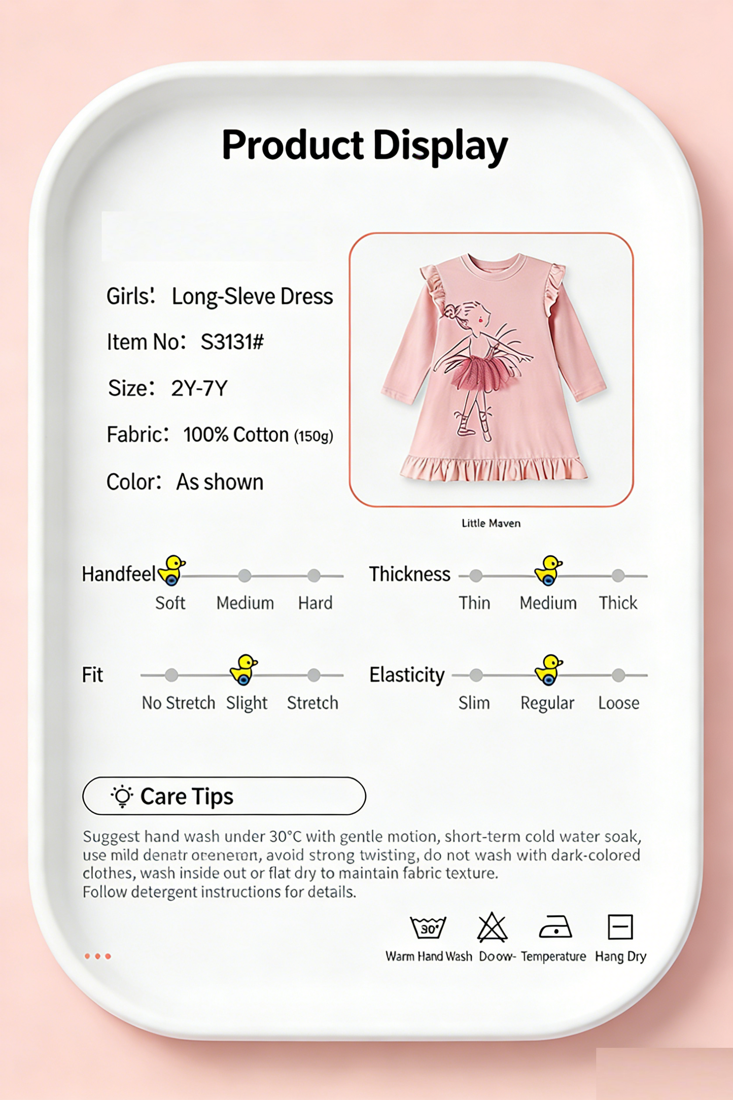 Girls' Long-Sleeved Dress