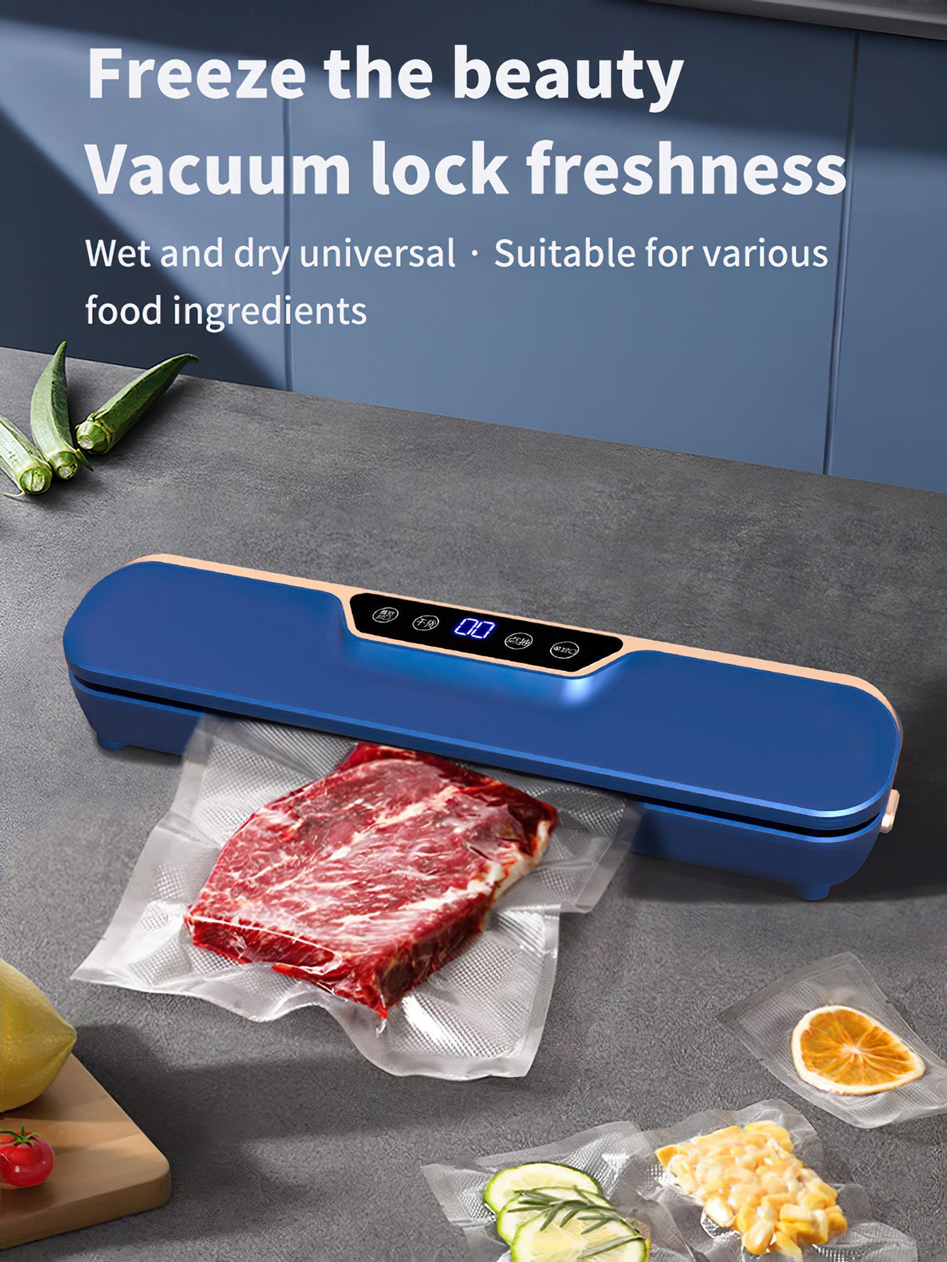 Pro Kitchen Vacuum Sealer with LCD: Preserve Freshness Effortlessly - 3 Colours