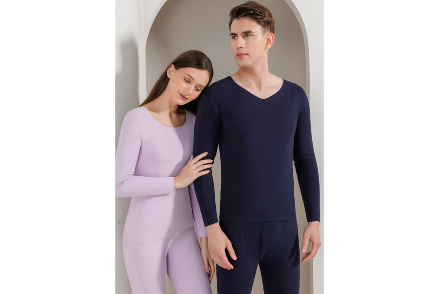 **Couple's Double-Sided Brushed Seamless Thermal Underwear Set**
