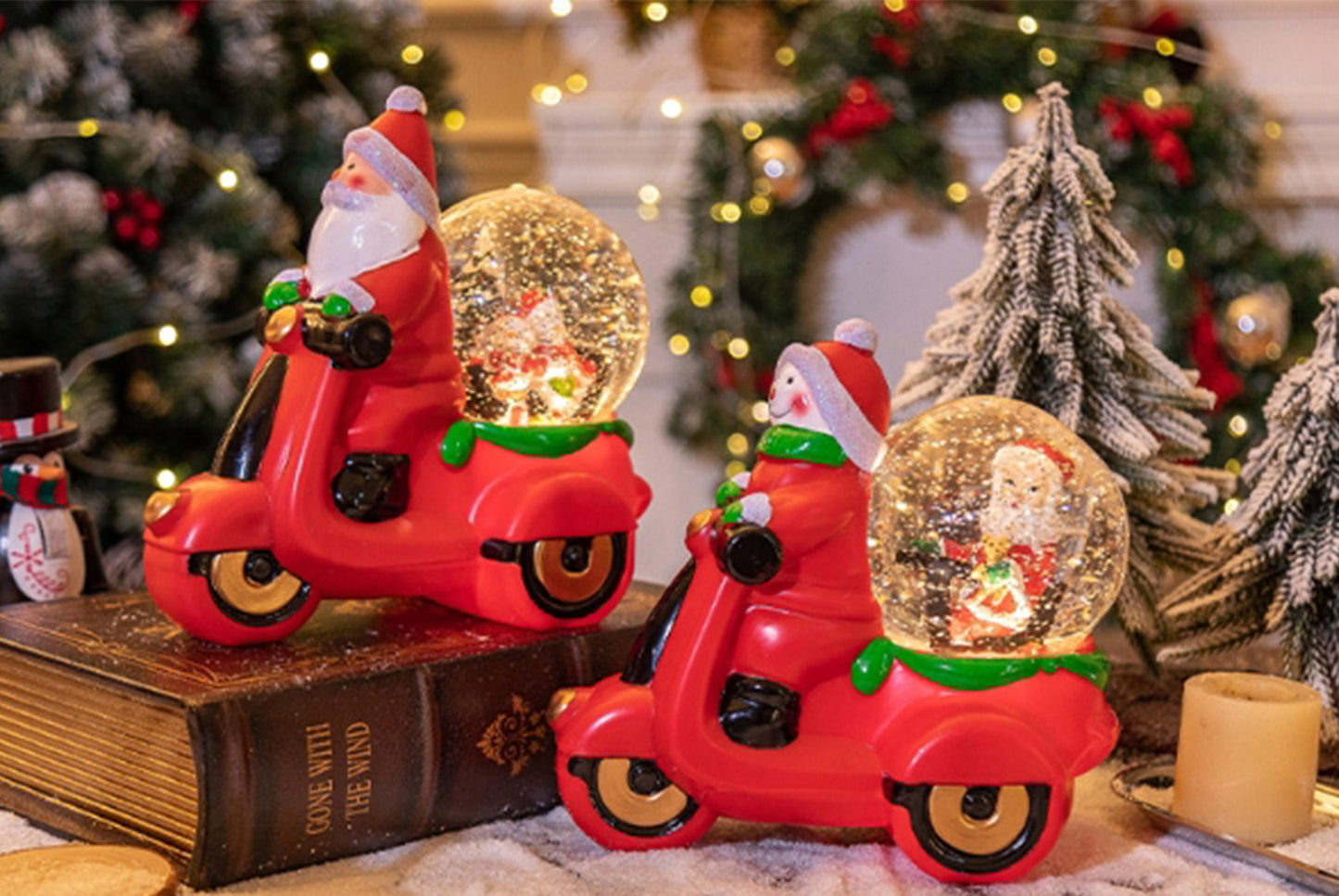 **Christmas Music Box Crystal Ball - Snowfall Motorcycle Music Box Gift**