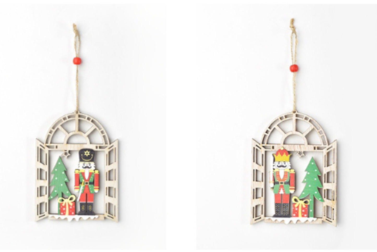 **Christmas Wooden Walnut Soldier Pendant - Classic Holiday Decoration**