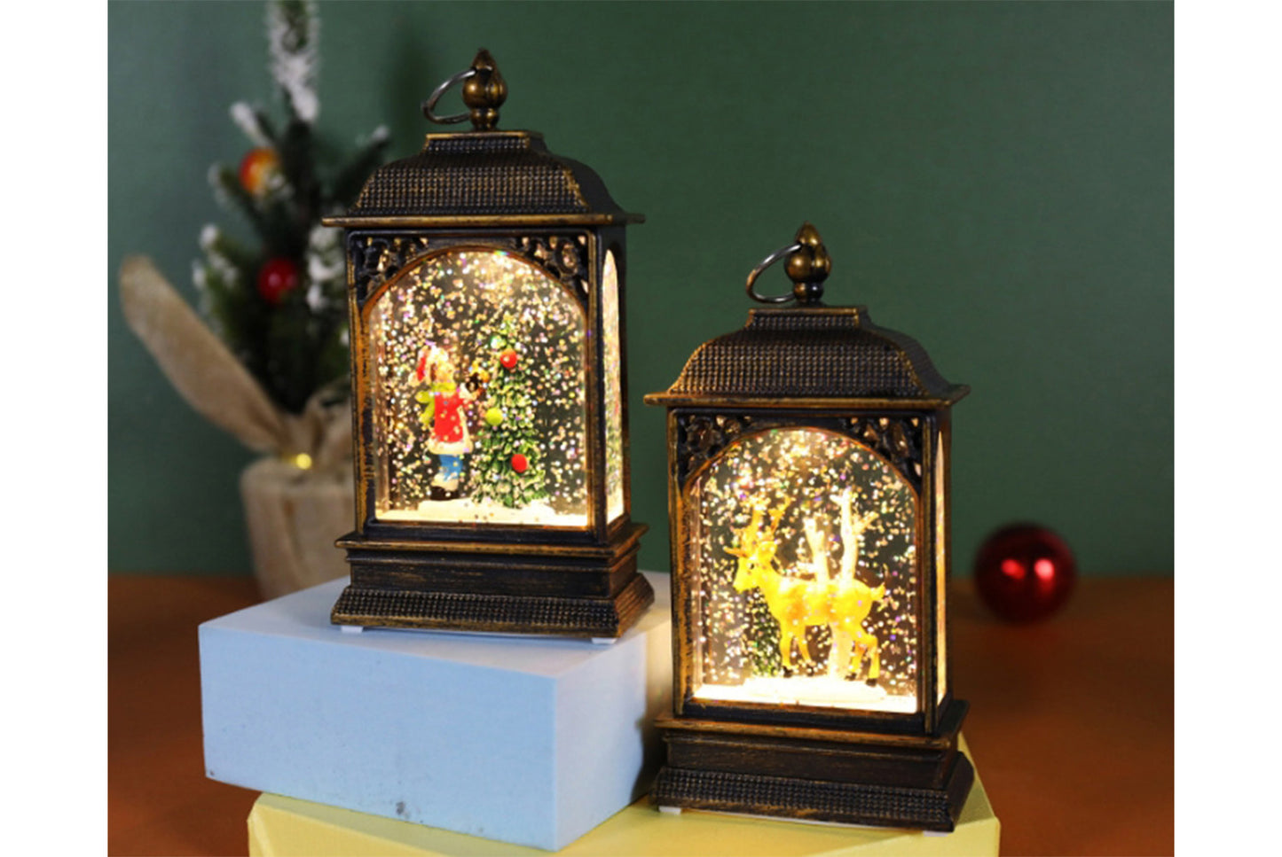 **Christmas Luminous Water-Filled Flat Lantern - Various Desktop Ornaments**