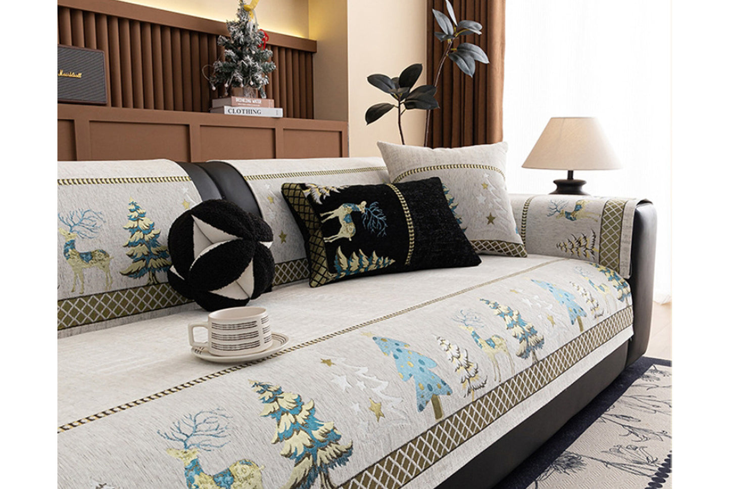 **Autumn/Winter Chenille Anti-Slip Sofa Cushion (Full Cover Sofa Cover)**