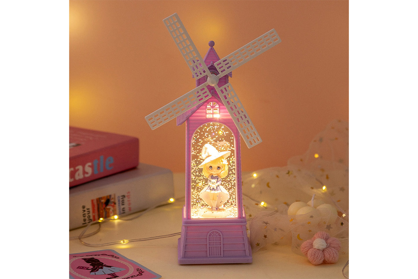 Creative Windmill Music Box - LED Light-Up Crystal Chandelier Gift