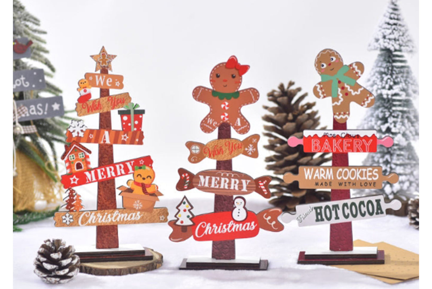 **Wooden Christmas Tree Ornament - Holiday Table Decoration**