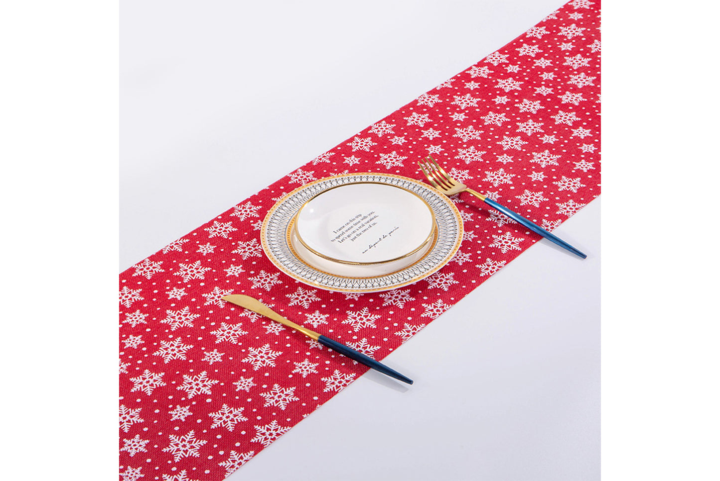 Christmas Gold-stamped Fine Linen Table Runner