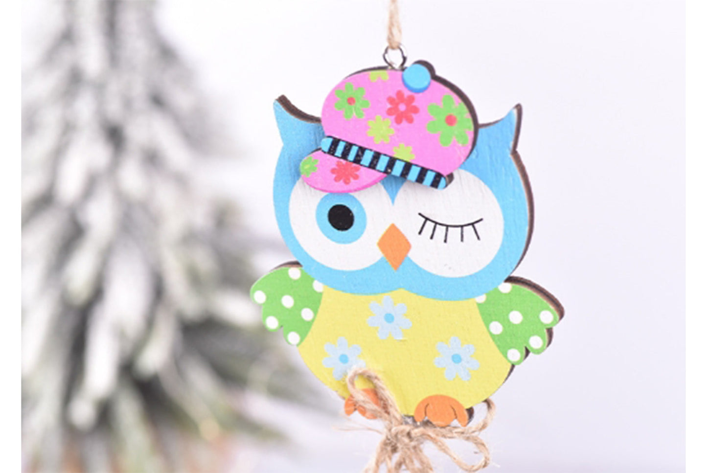 **Easter Wooden Pendant - Owl and Egg Decoration Set**