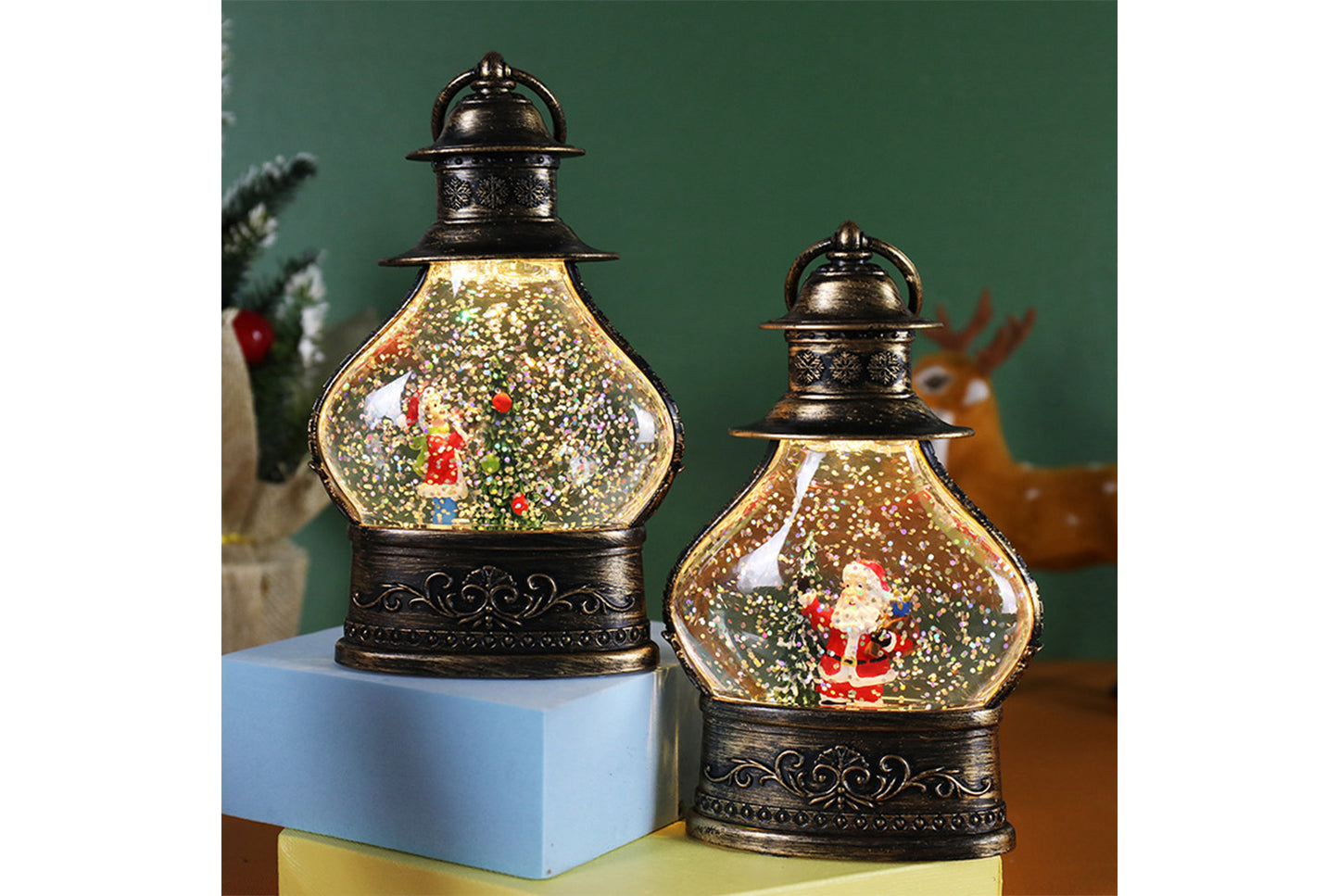 Christmas Snowflake Crystal Ball Night Light - Santa Claus Tree Fun Ornament*