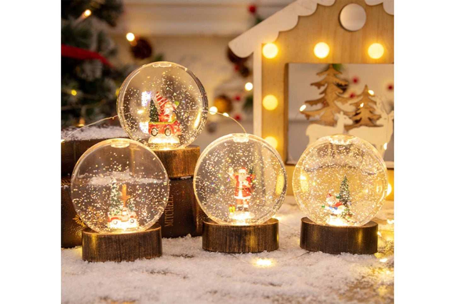 **Christmas Glowing Crystal Ball Night Light - Creative Scenery Ornaments**