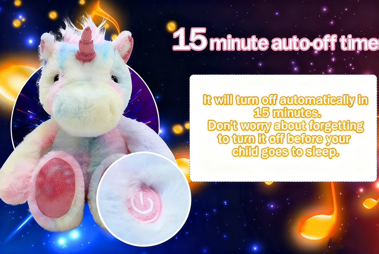 **Colorful Musical Glowing Unicorn | Sleeping Plush Toy**