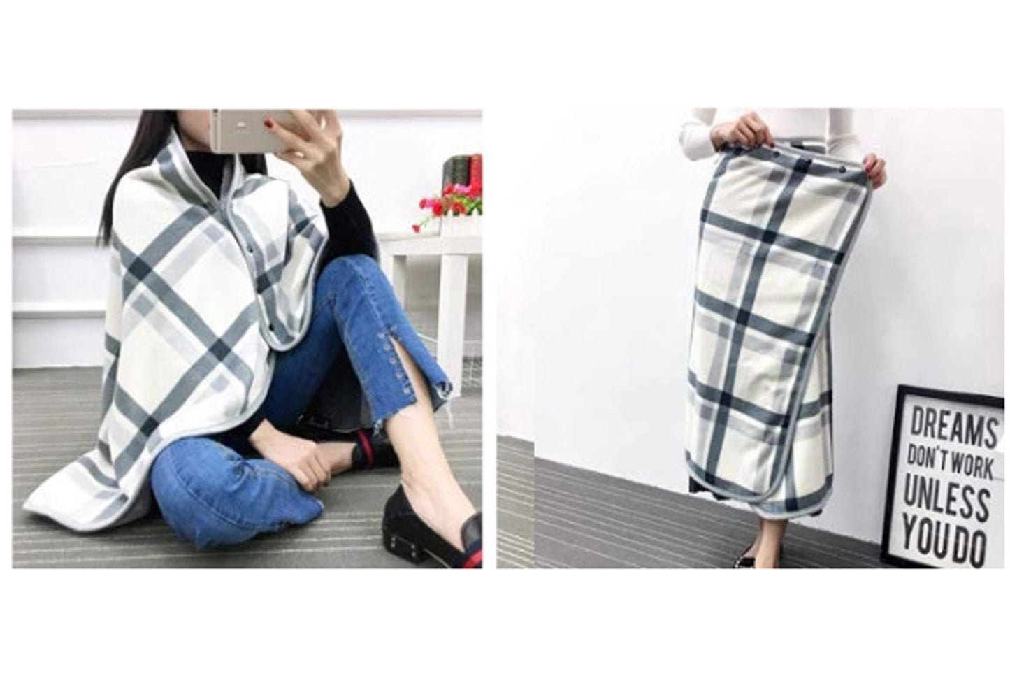 Multifunctional Flannel Shawl Blanket