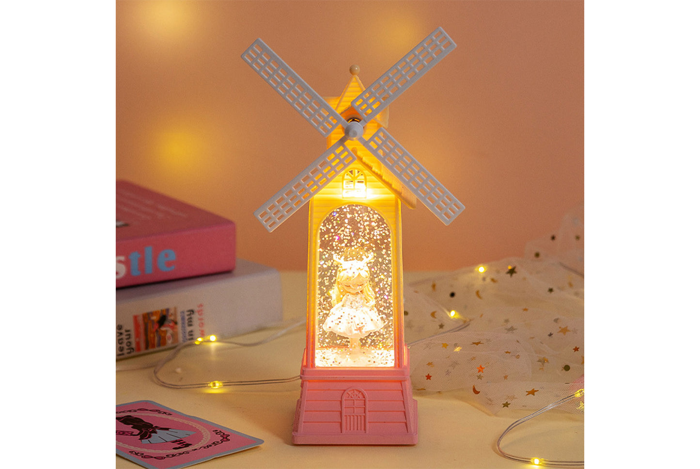 Creative Windmill Music Box - LED Light-Up Crystal Chandelier Gift
