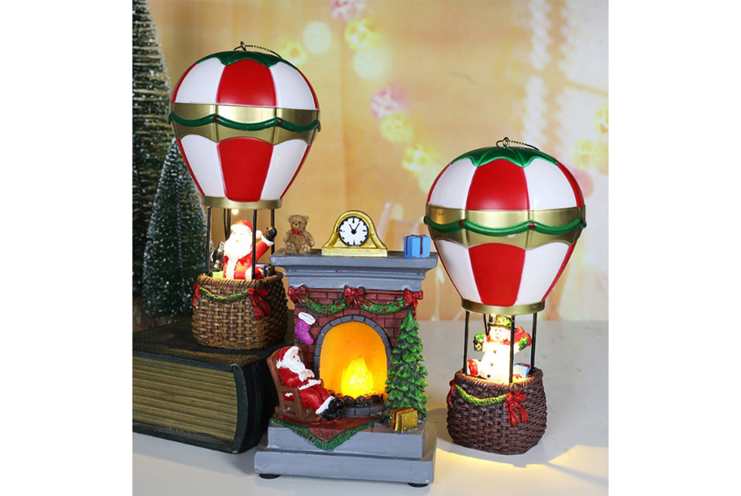 **Christmas Resin Light-Up Ornament - Fireplace Night Light**