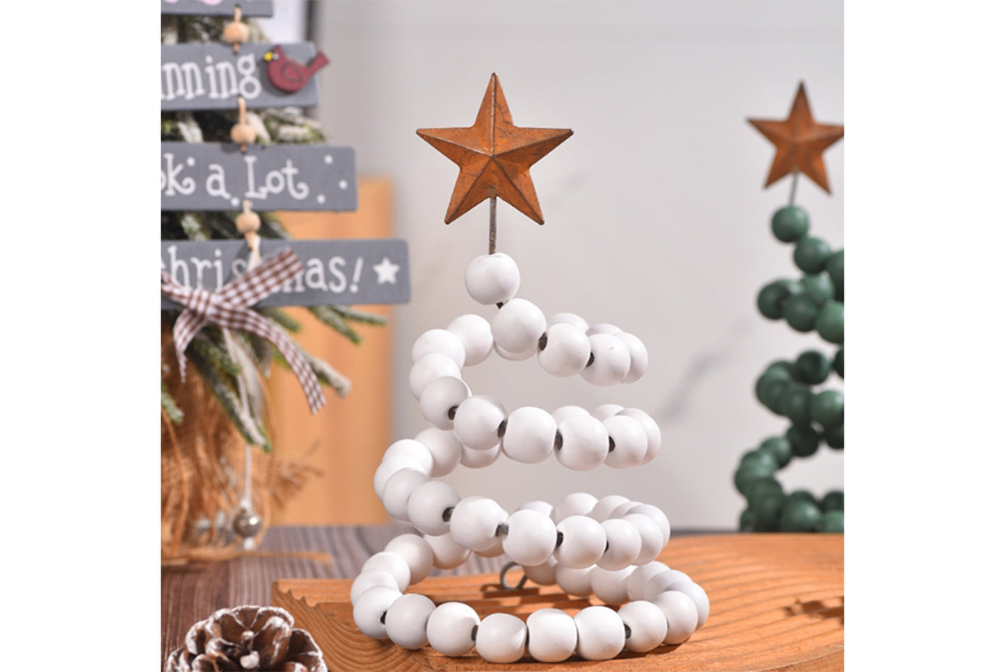 **Christmas Beaded Tree Ornament - Holiday Decoration**