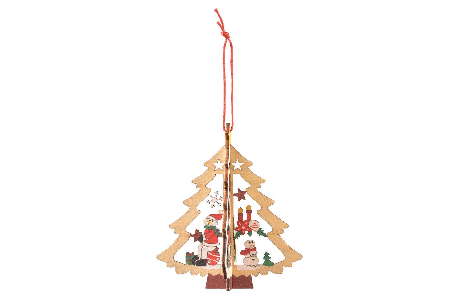 **Christmas Wooden 3D Pendant - Laser-Cut Snowflake Bell Ornament**