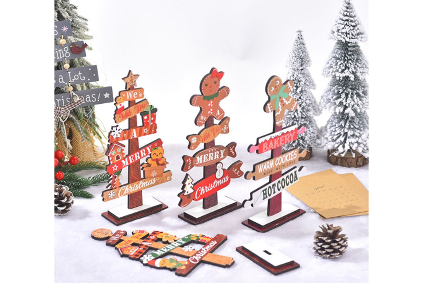 **Wooden Christmas Tree Ornament - Holiday Table Decoration**