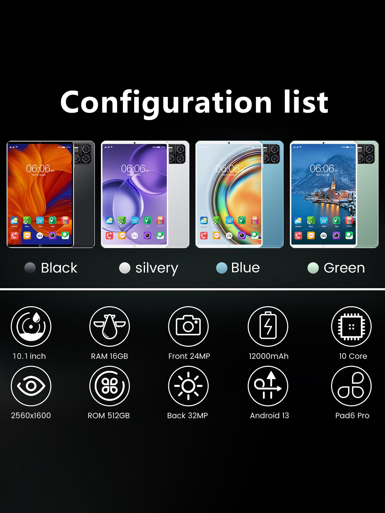 Pad6 10.1 -inch Android tablet