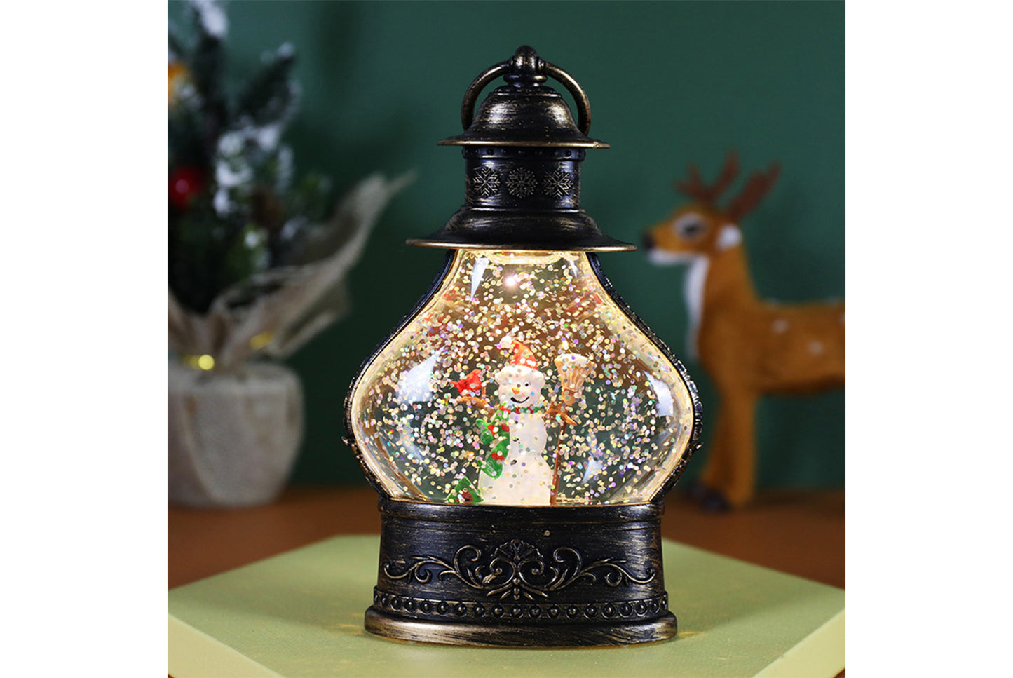 Christmas Snowflake Crystal Ball Night Light - Santa Claus Tree Fun Ornament*