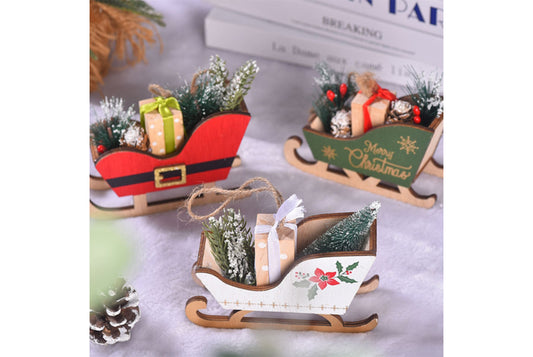 **Christmas Wooden Sleigh Ornament - Festive Decoration**