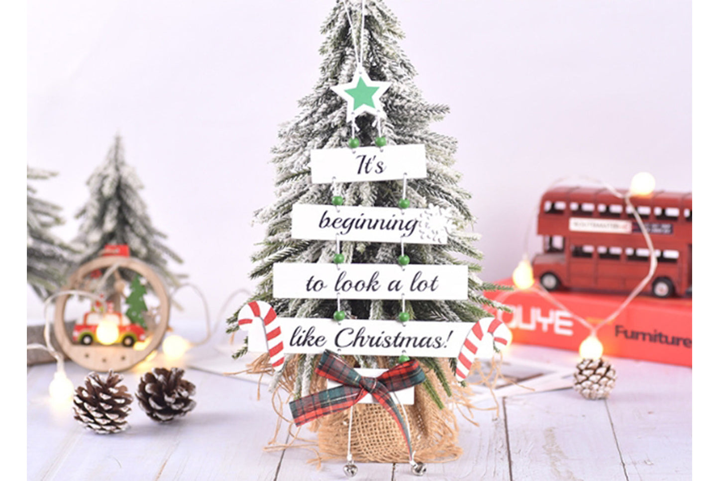 **Christmas Tree Shaped Wooden Ornament - Colorful Letter Ornament**