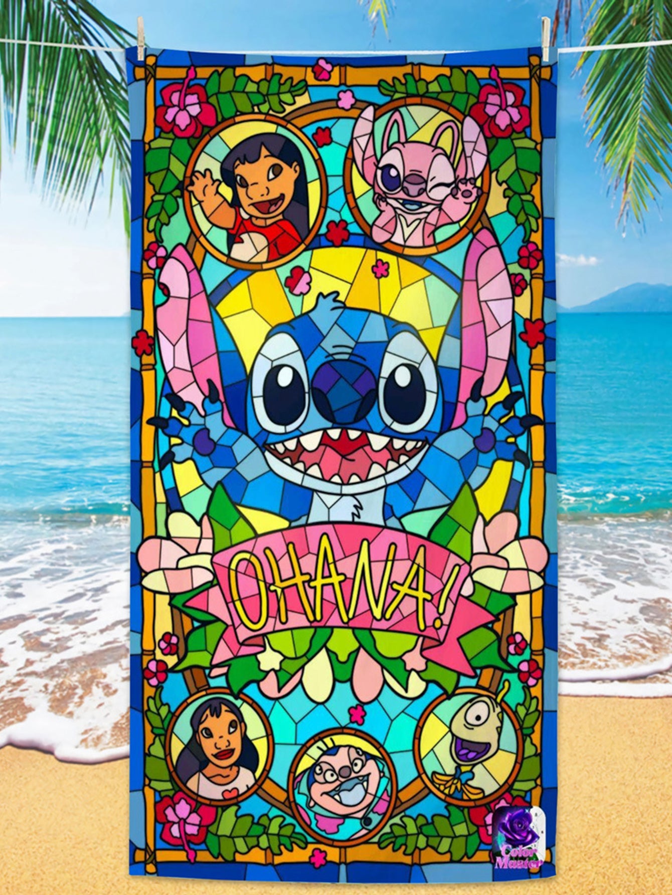 Cartoon Anime Stitch Printed Beach Towel