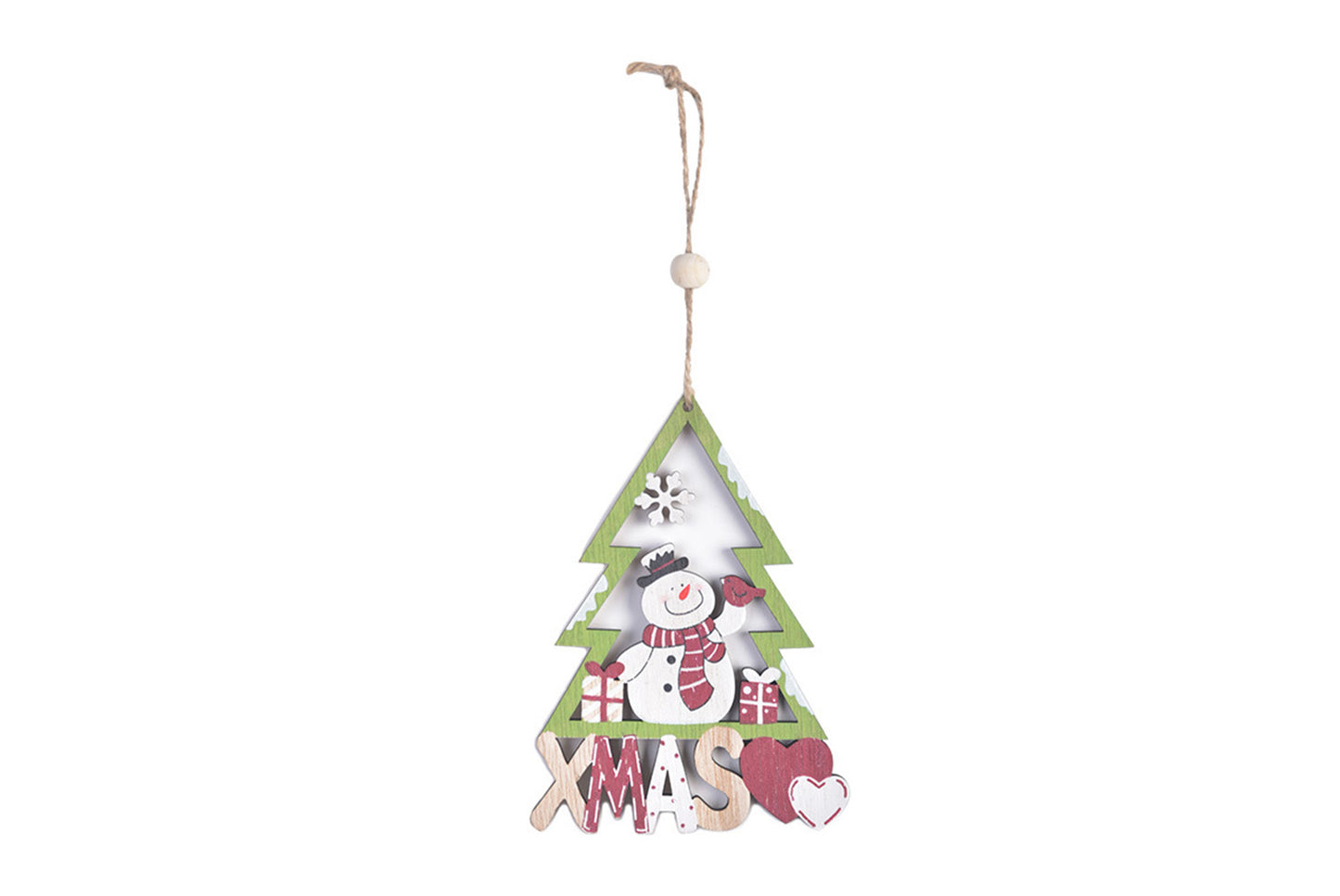 **Wooden Christmas Ornament Set - Painted Cartoon Decoration**