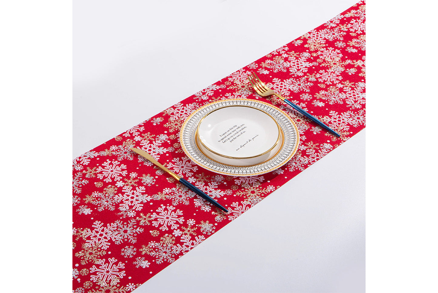 Christmas Gold-stamped Fine Linen Table Runner