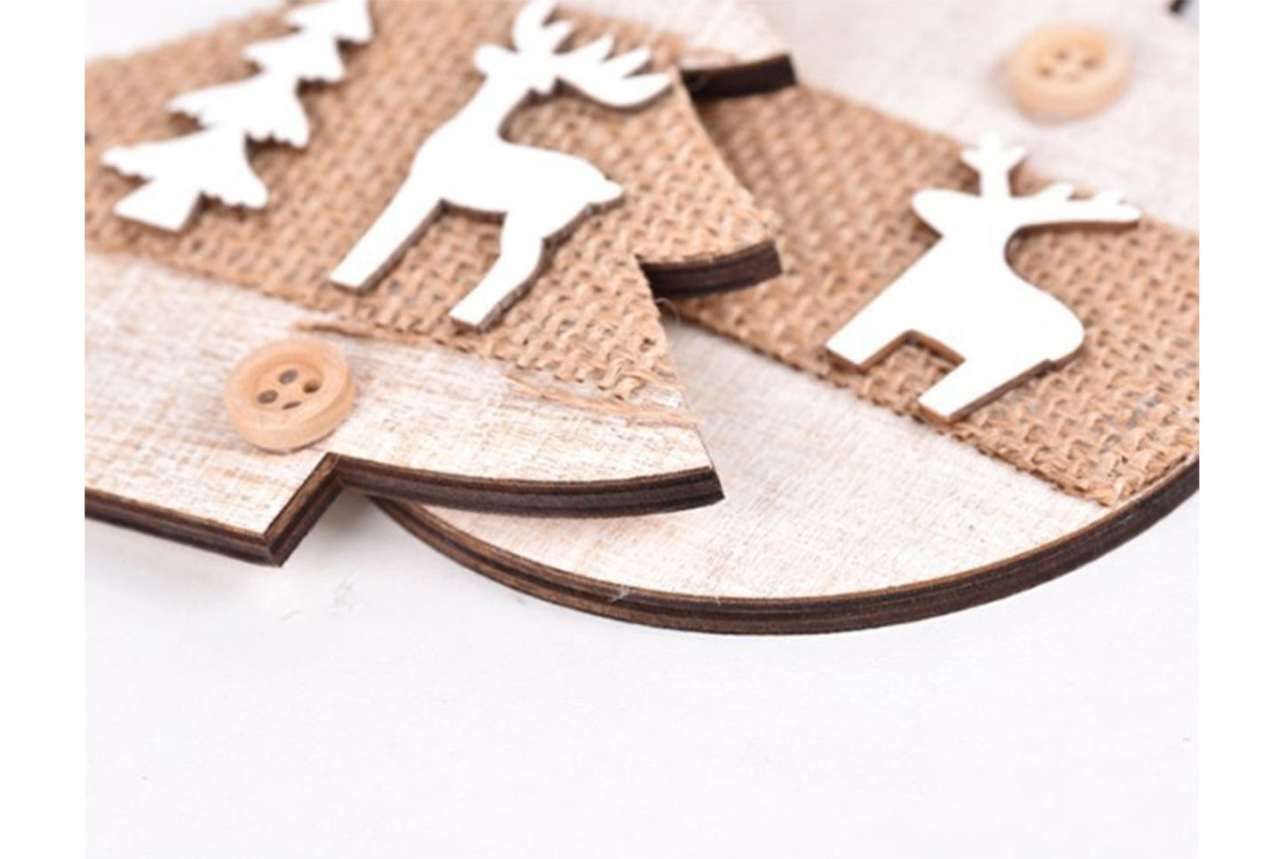 **Wooden Christmas Tree Ornament Set - Classic Holiday Decoration**