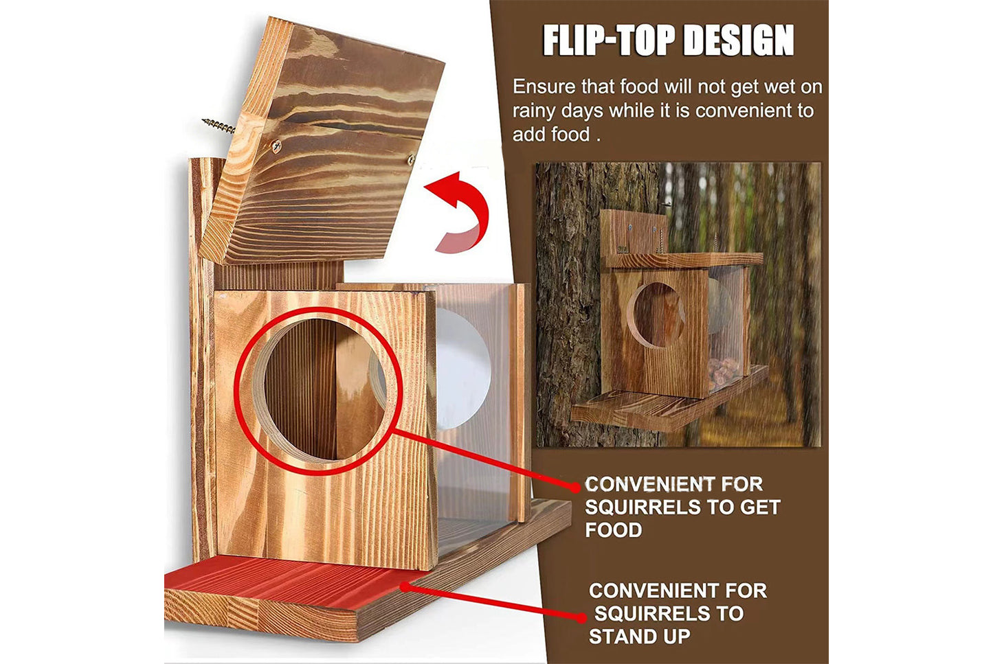 Wooden Squirrel Feeder