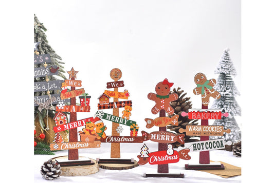 **Wooden Christmas Tree Ornament - Holiday Table Decoration**