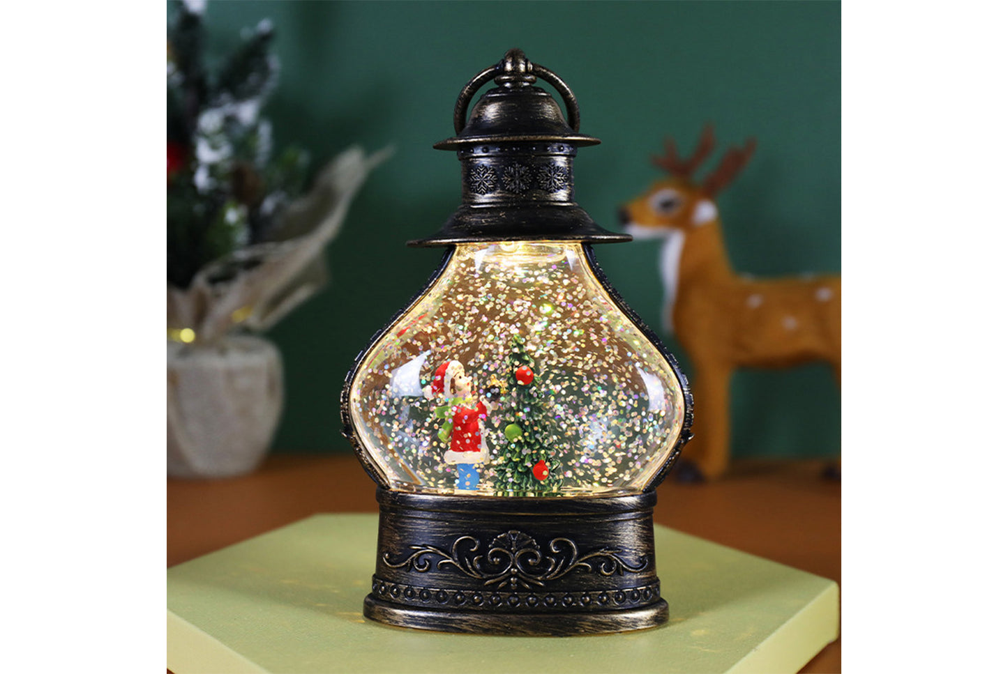 Christmas Snowflake Crystal Ball Night Light - Santa Claus Tree Fun Ornament*