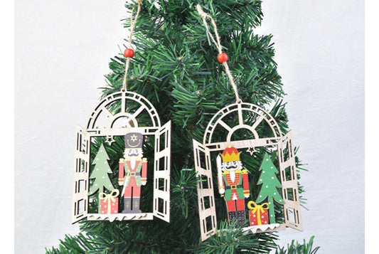 **Christmas Wooden Walnut Soldier Pendant - Classic Holiday Decoration**