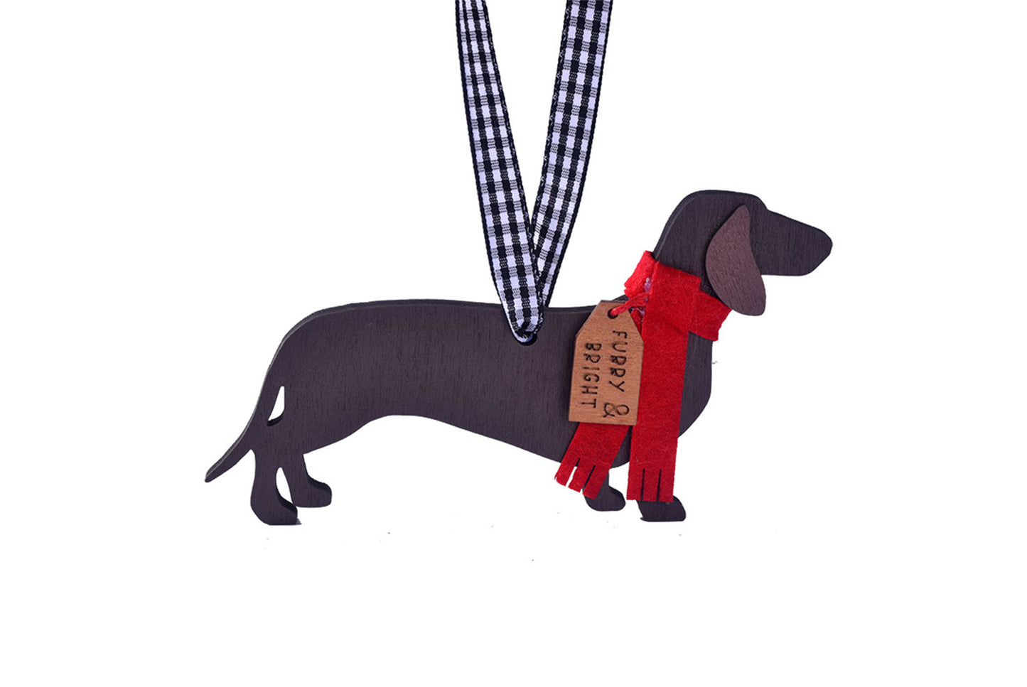 **Christmas Wooden Scarf Puppy Pendant - Holiday Tree Ornaments**
