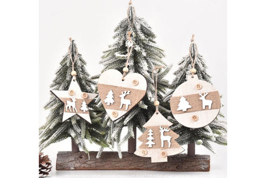 **Wooden Christmas Tree Ornament Set - Classic Holiday Decoration**