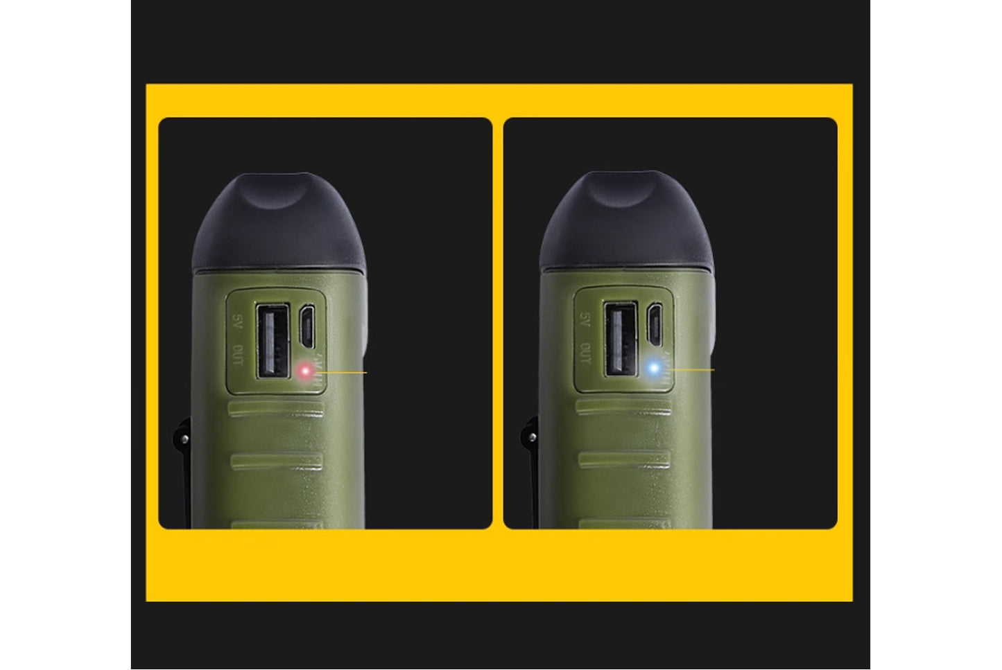 Solar-Powered Flashlight, Hand-Cranked/USB Rechargeable