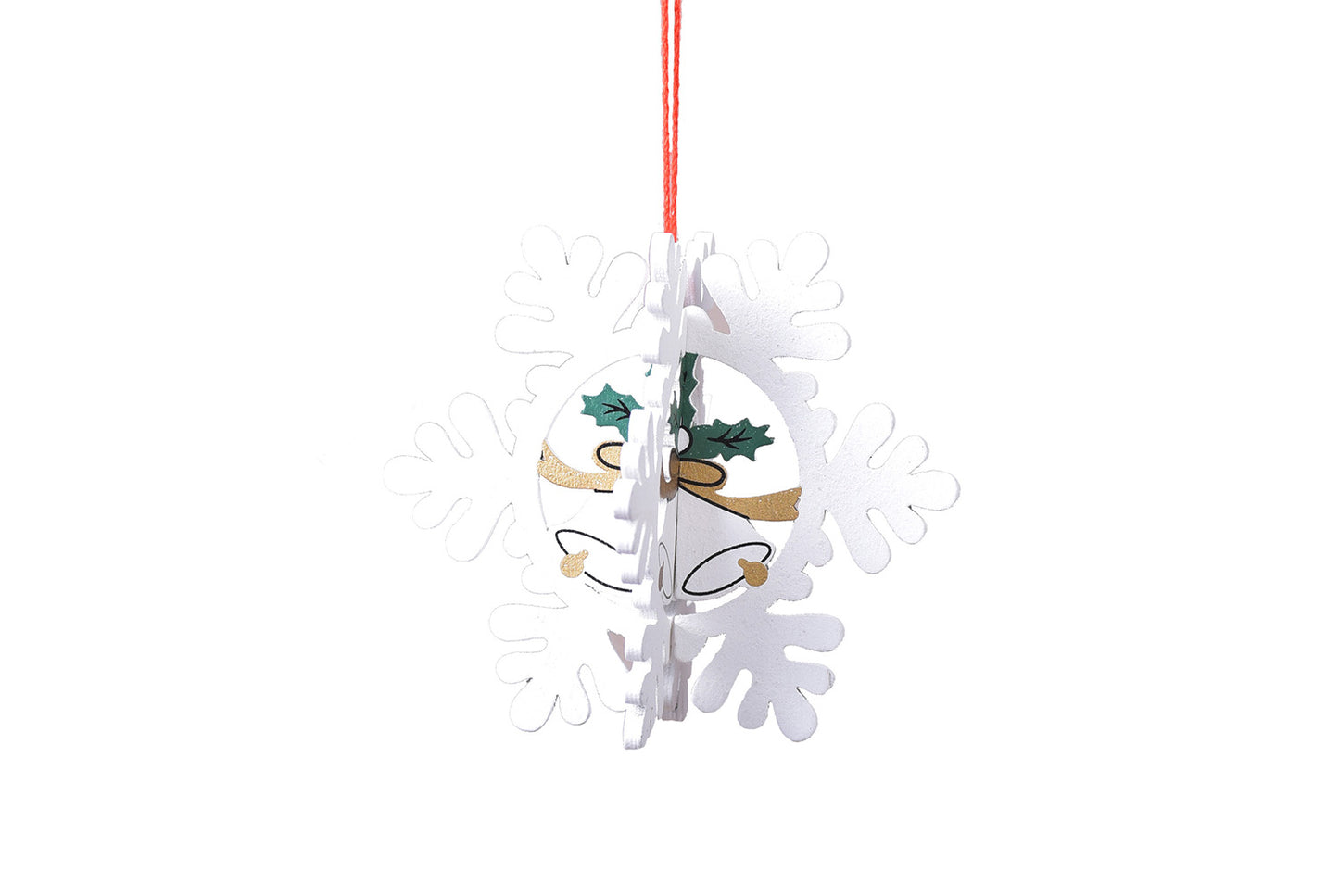 **Christmas Wooden 3D Pendant - Laser-Cut Snowflake Bell Ornament**