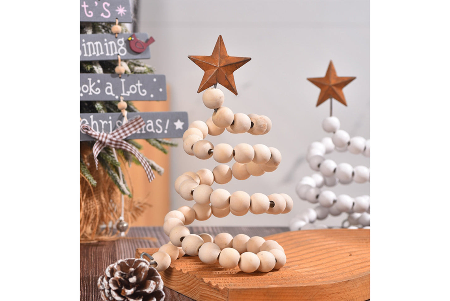 **Christmas Beaded Tree Ornament - Holiday Decoration**