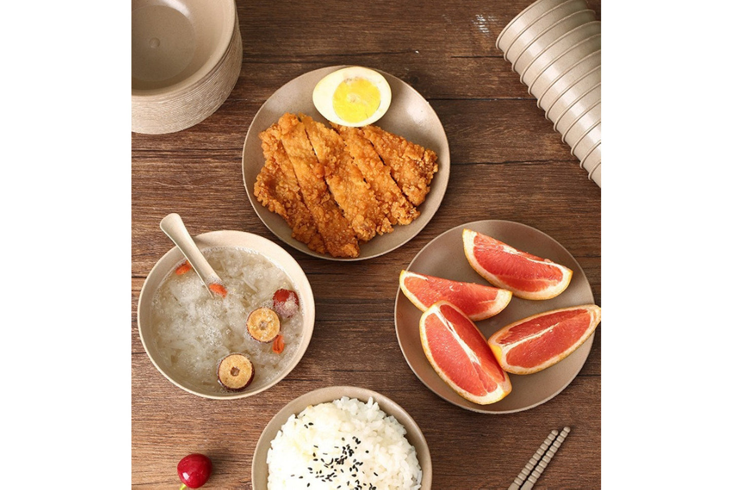 **Eco-friendly Rice Husk Dinnerware Set (Multiple Sizes Available)**